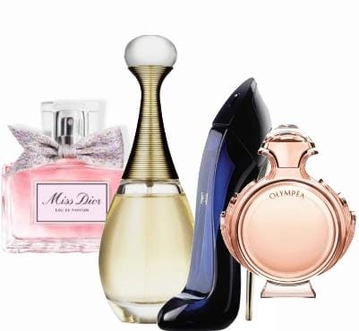 4 parfüm készlet | Miss Dior + J'adore + Good Girl + Olympéa – 100 ml