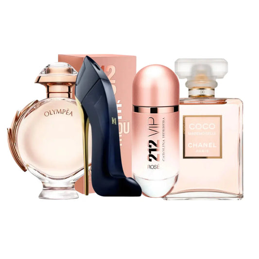 4 parfüm készlet | 212 Rosé, Coco Mademoiselle, Good Girl, Olympea 100ml