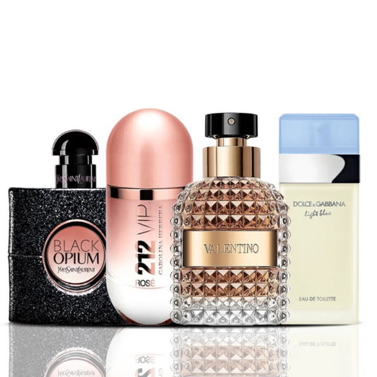 4 parfüm készlet | Black Opium + 212 VIP Rose + Valentino + Dolce & Gabbana Light Blue 100 ml